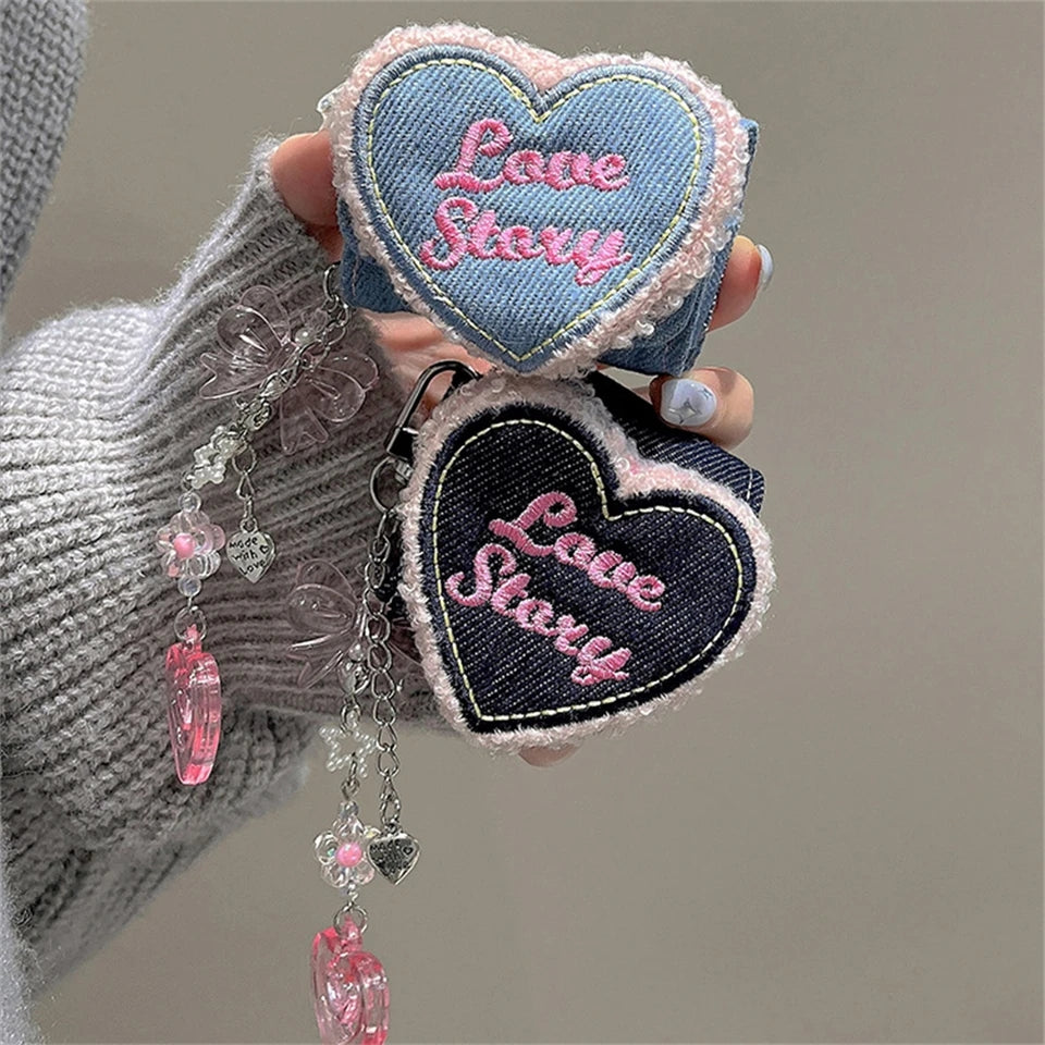 3D Denim Love Heart Coin Purse