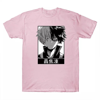 Japanese Anime Superhero Cartoon Print Short Sleeve Shirt T-shirt