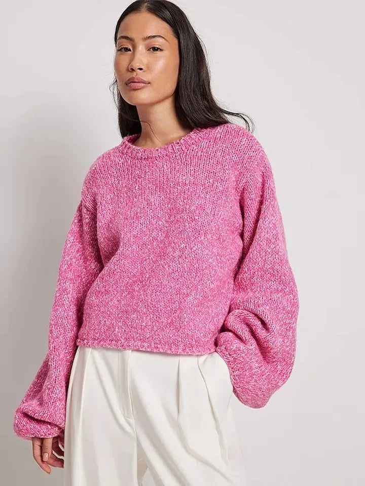 Pink Knit Backless Lace Up Sweater