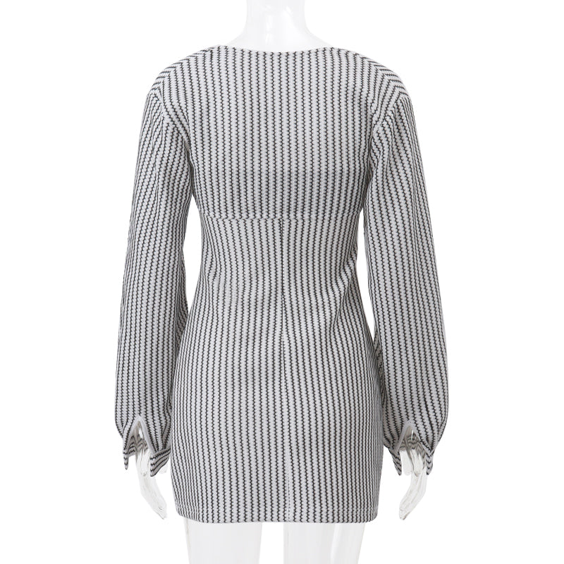 2PCS Vertical Stripe Slip Dress + Jacket