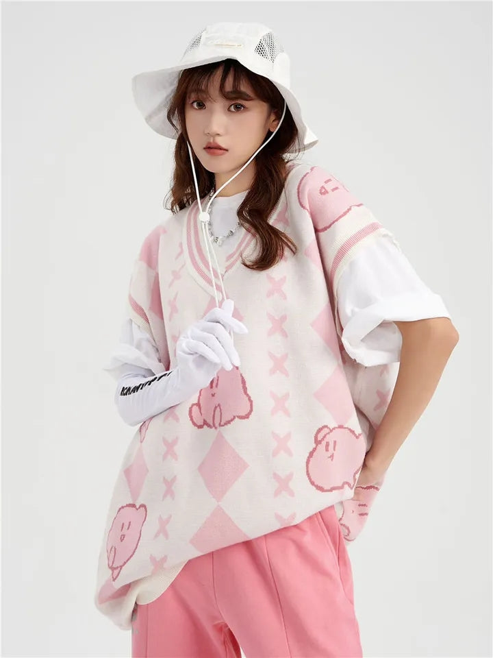 Pink Anime Japanese Sweater Vest