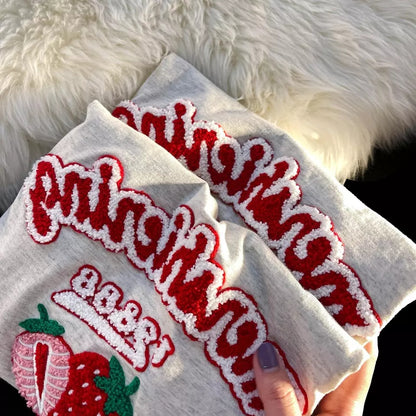 Strawberry Embroidery Short Sleeve T-shirt