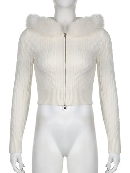 Furry Hoode Cropped Jacket