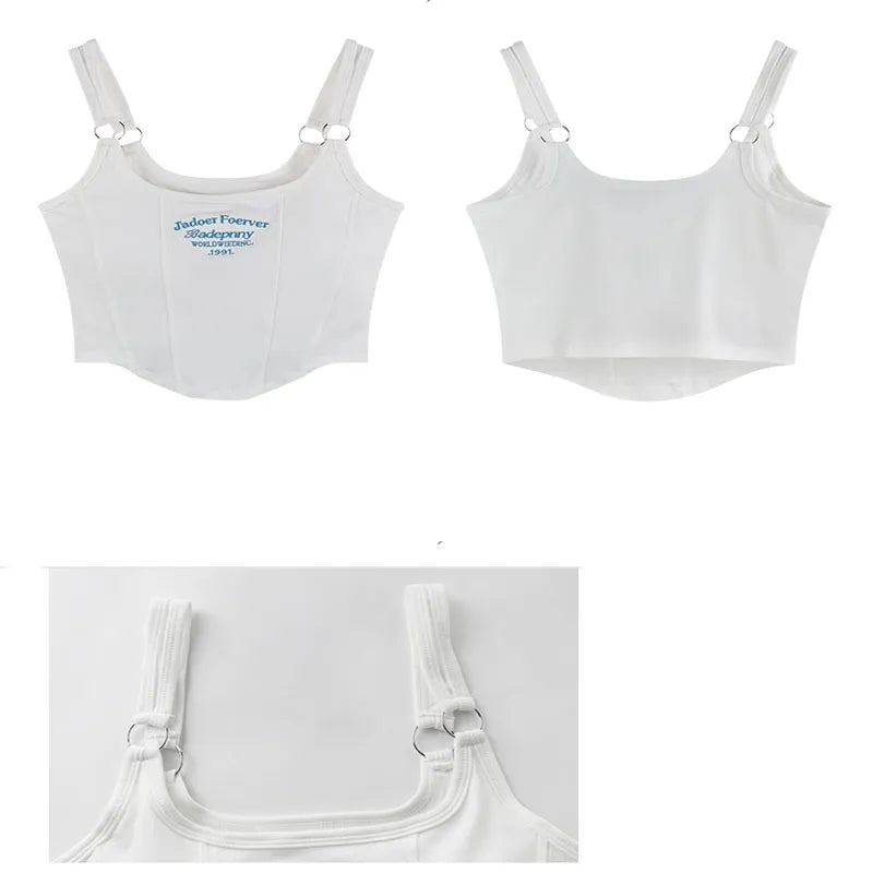 Y2K Letter Embroidery Sleeveless Crop Top