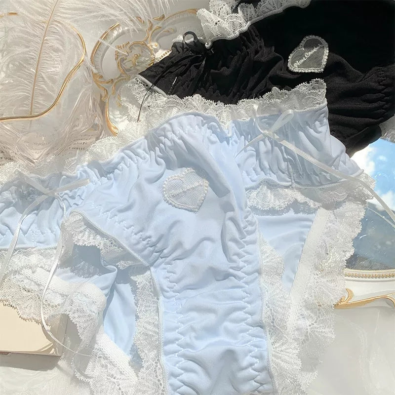 Love Heart Lace Cotton Panties