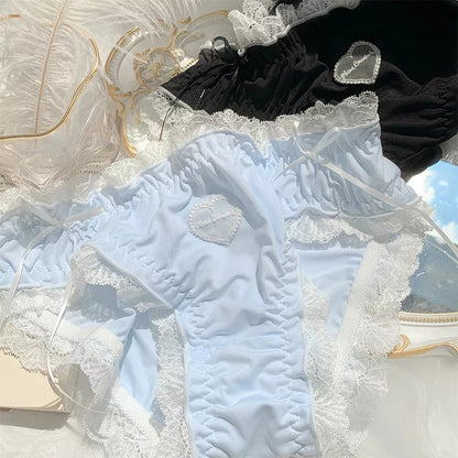 Love Heart Lace Cotton Panties