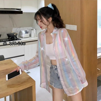 Sheer Laser Long Sleeve Shirt