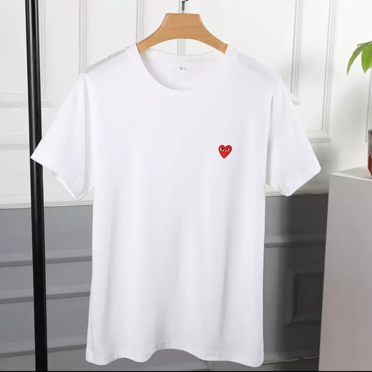 Cute Heart Shape Love Embroidery Loose Oversize Short Sleeve Short T-shirt Tee Top Summer Casual E-Girl Kawaii Korean Japanese Harajuku Streetwear