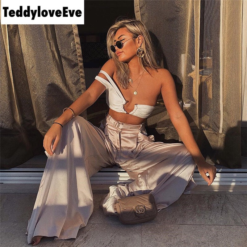Cute Sexy Solid Color Metal Tube Strap Crop Top Camisole Shirt Tee T-shirt E-Girl Kawaii Korean Japanese Harajuku Chinese Retro Streetwear Aesthetic