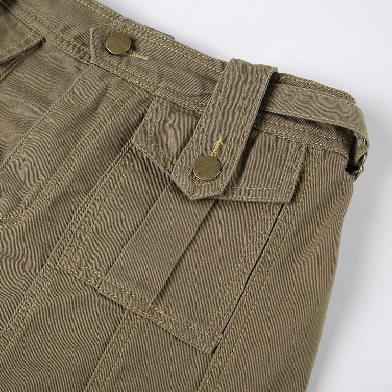 Brown Cargo Pocket Mini Skirt