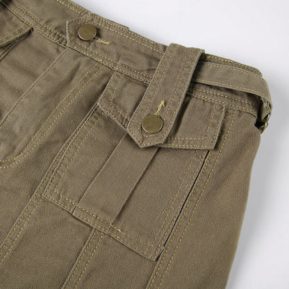 Brown Cargo Pocket Mini Skirt