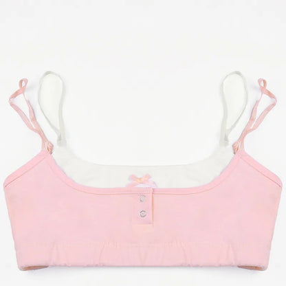 2PCS Pink Bow Spaghetti Strap Crop Top
