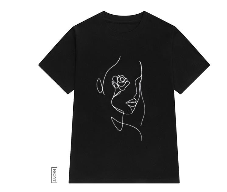 Cute Rose Flower Art Print Short Sleeve Shirt T-shirt Tee Top Kawaii Korean Japanese Harajuku Chinese Retro Streetwear Aesthetic Fashion