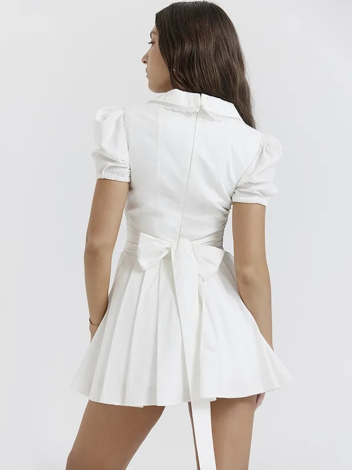 White Puff Sleeve Mini Dress