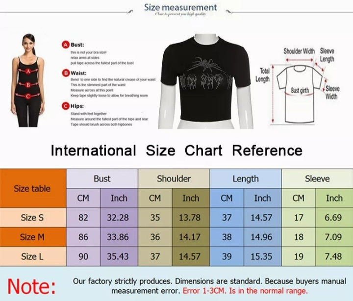 Sexy Black Spider Rhinestone Graphic Crop Top Short Sleeve T-shirt Vintage Punk Goth Aesthetic Casual Summer E-Girl Kawaii Korean Japanese Haraju