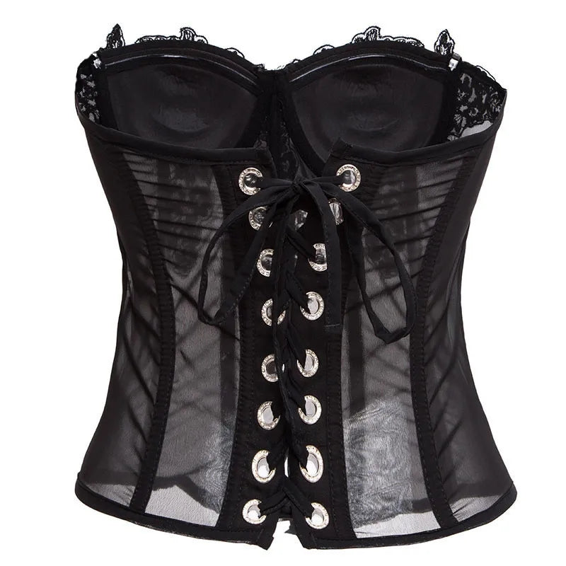 Pink Chiffon Lace Corset
