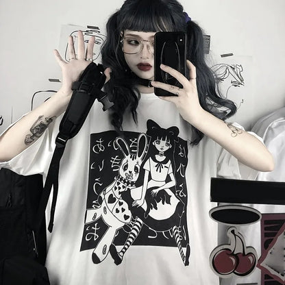 Anime Girl Doll Print Short Sleeve T-shirt