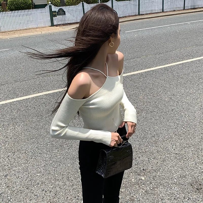 Halter Cut Out Knit Sweater