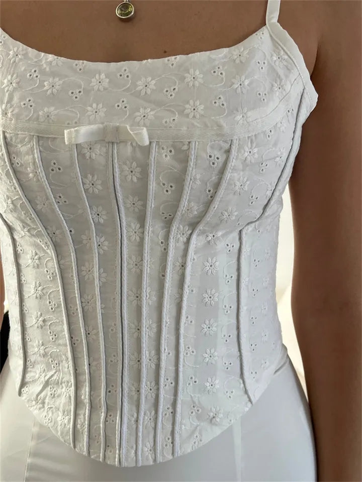White Flower Corset Top