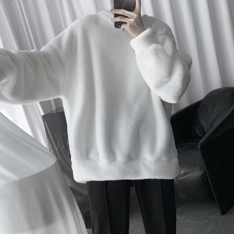 Faux Fluffy Lamb Crew Neck Sweater