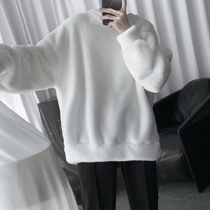 Faux Fluffy Lamb Crew Neck Sweater