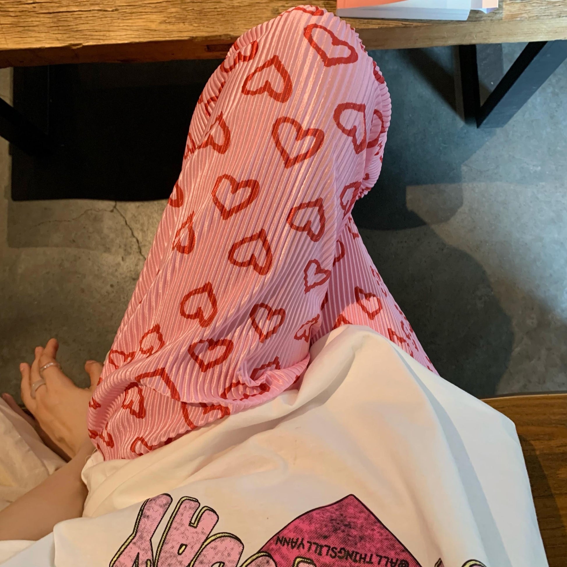 Pink Heart Print Trousers