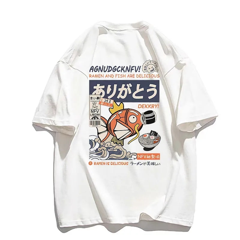 Japanese Fish Print Short Sleeve T-shirt