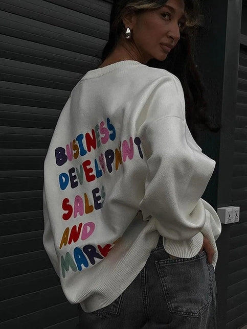 Funny Embroidery Knit Pullover