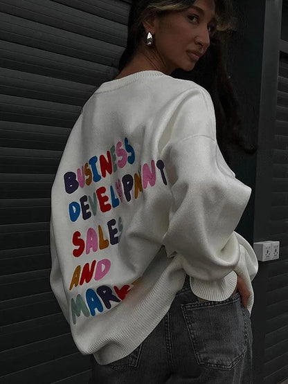 Funny Embroidery Knit Pullover