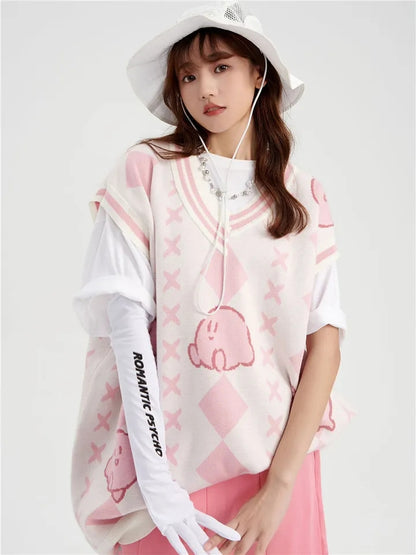 Pink Anime Japanese Sweater Vest