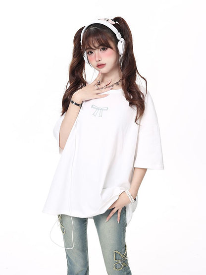 Bow Bandage Oversized Short Sleeve T-shirt