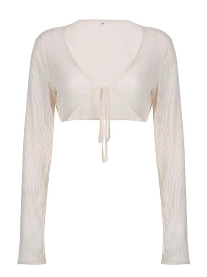 Y2K Crochet Long Sleeve Shrug