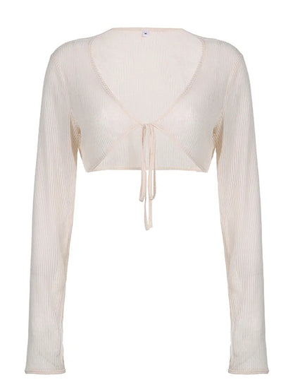 Y2K Crochet Long Sleeve Shrug