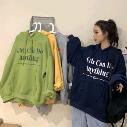 Girls Letter Print Oversized Hoodie