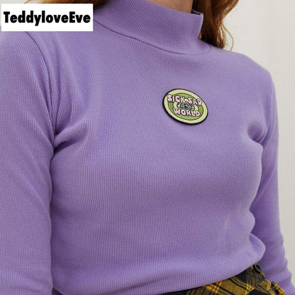 Cute Purple Knit Long Sleeve Shirt Turtleneck Sweatshirt T-shirt Top Autumn E-Girl Kawaii Korean Japanese Harajuku Streetwear