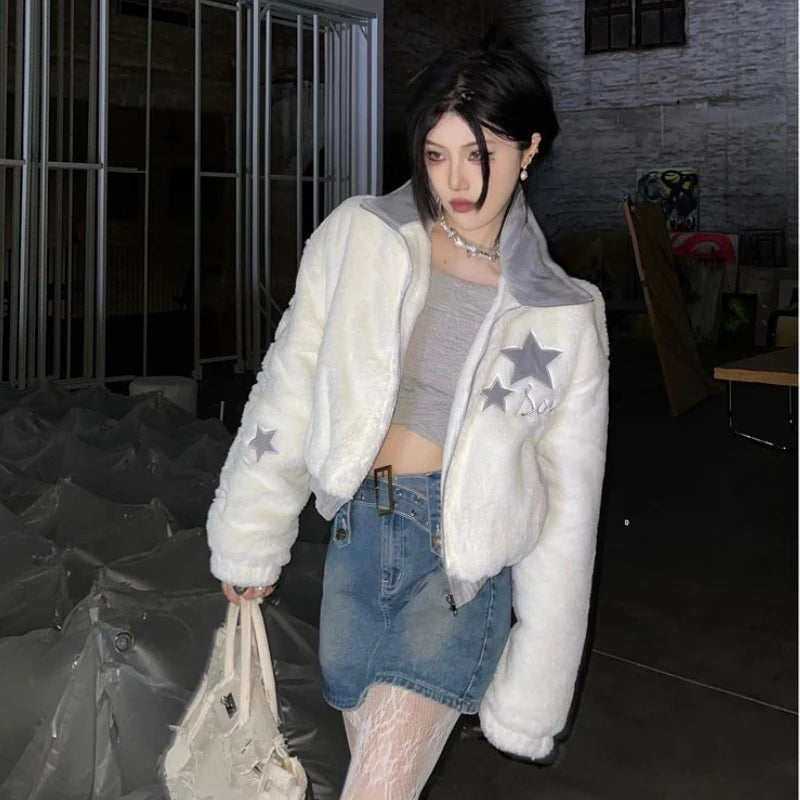 White Fluffy Star Jacket