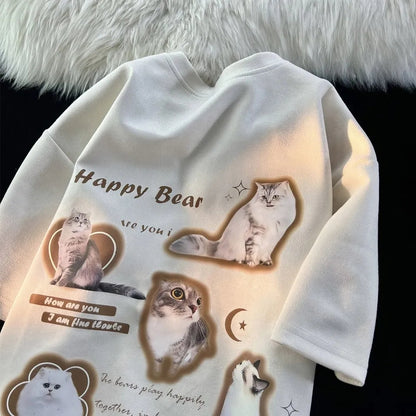 Cat Print Short Sleeve T-shirt