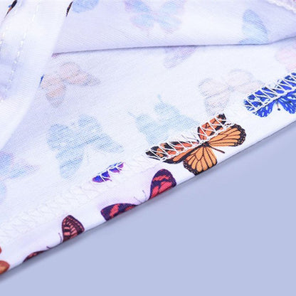 Cute Sexy Butterfly Print Colorful Crop Top Tube Off the Shoulder T-shirt Tee Shirt E-Girl Kawaii Korean Japanese Harajuku Retro Streetwear Fashion
