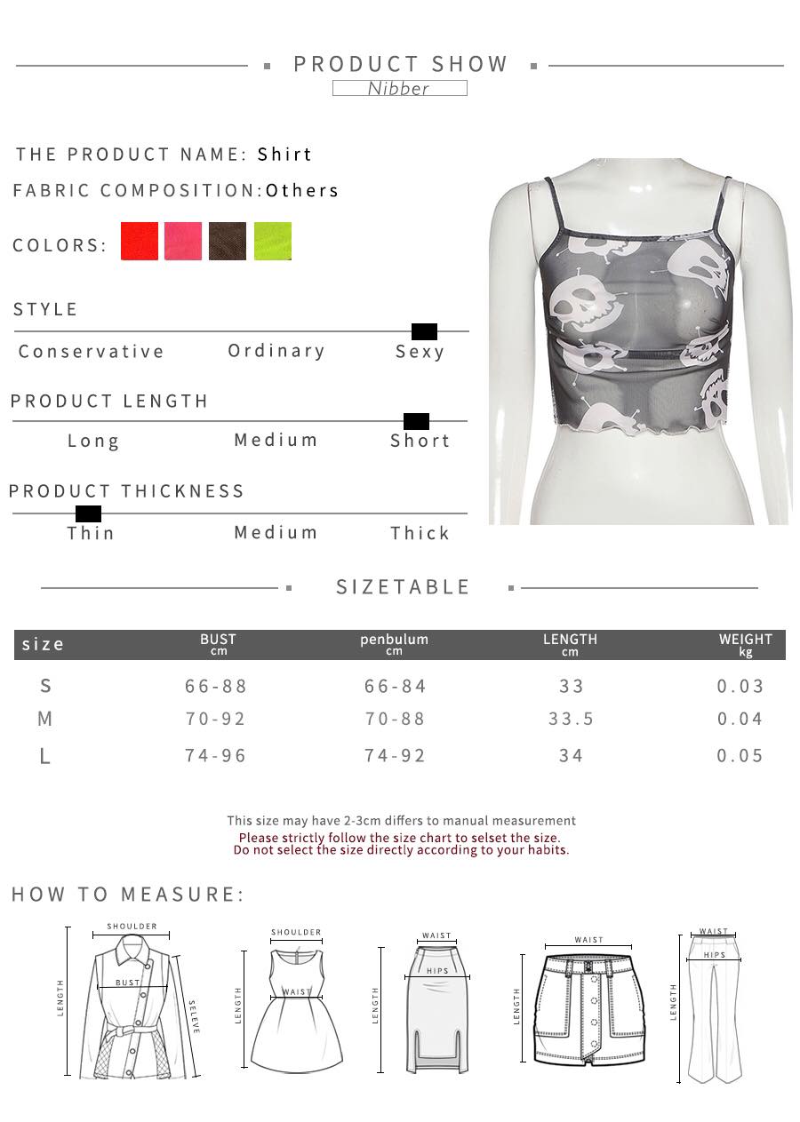 Cute Spider Skull Mesh Transparent See Through Camisole Tank Crop Top Sleeveless Goth Punk Casual E-Girl Kawaii Korean Japanese Harajuku Streetwear