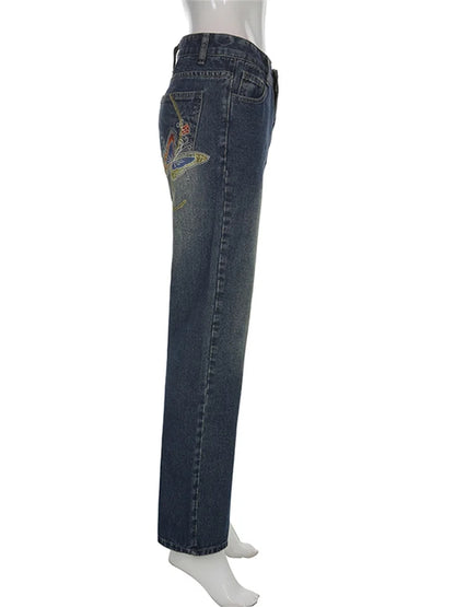 Butterfly Low Waist Denim Jeans