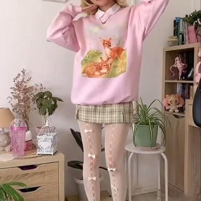 Deer Print Loose Sweatshirt