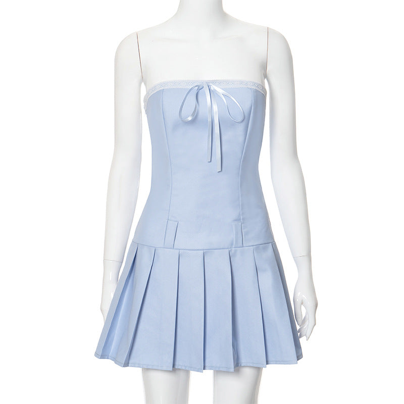 Blue Bow Preppy Dress