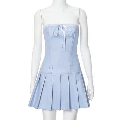 Blue Bow Preppy Dress