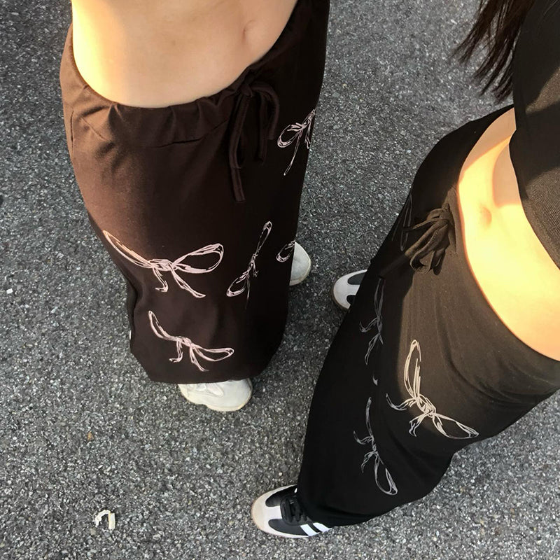Black Bow A-Line Maxi Skirt