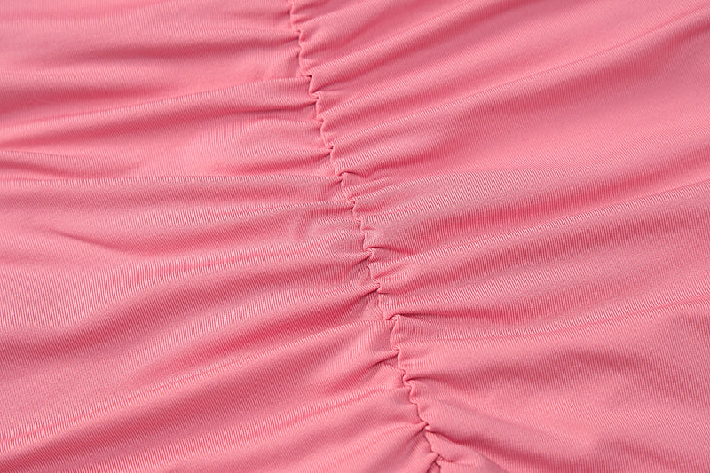 Pink Pleated Halter Bodycon Mini Dress