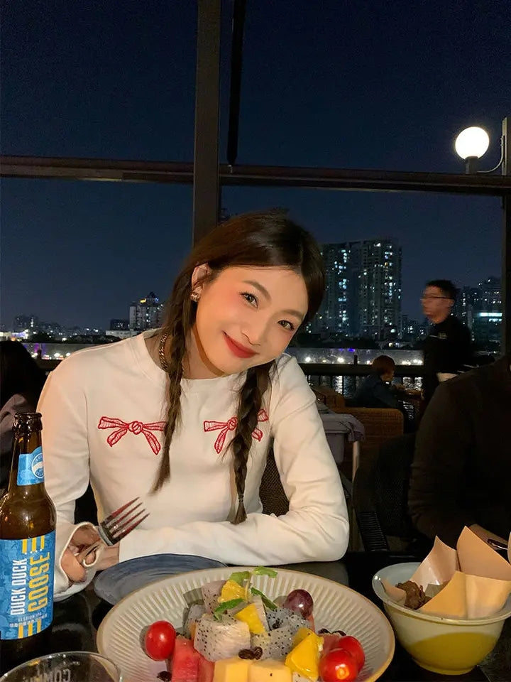 Bow Knit Long Sleeve Shirt