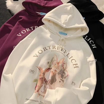 Rabbit Print Oversized Hoodie