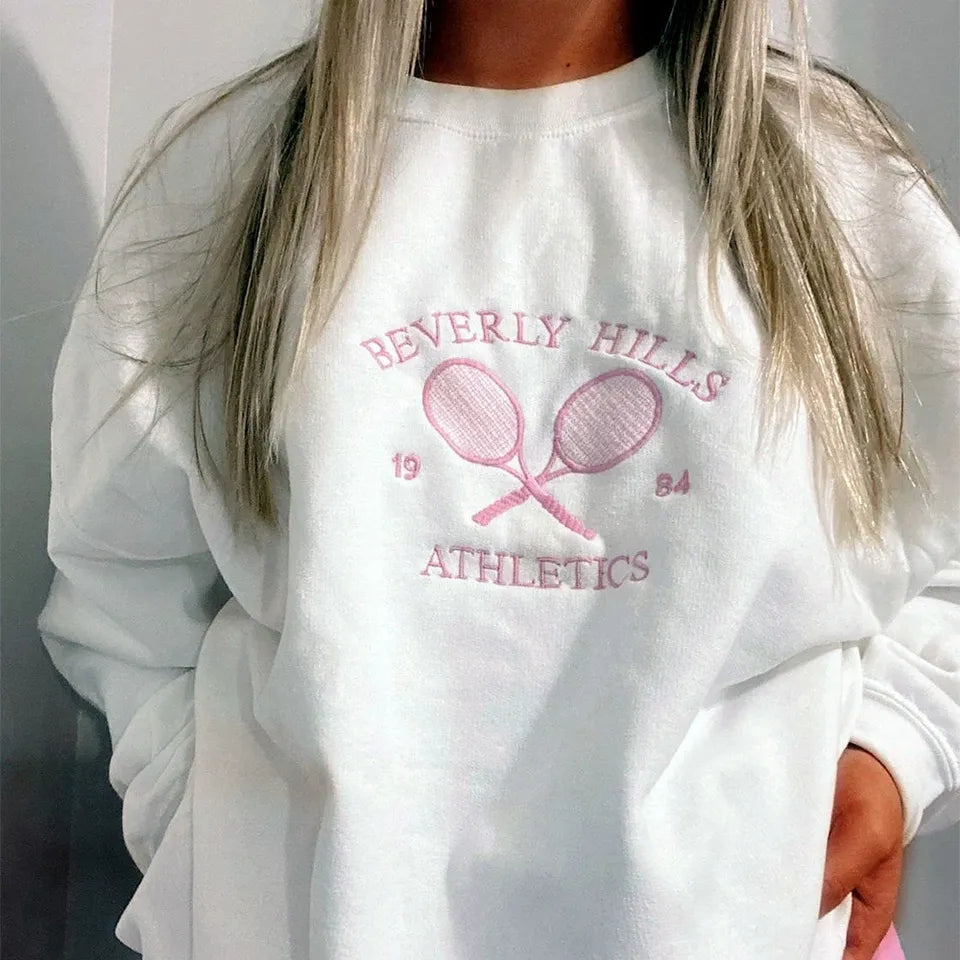 White Tennis Embroidery Sweater