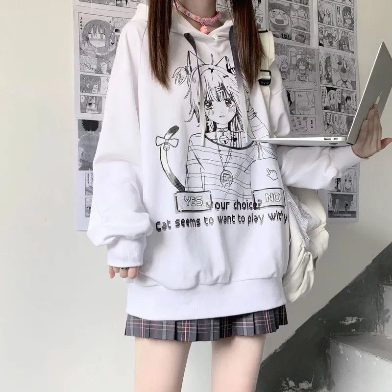 Anime Graphic Print Hoodie