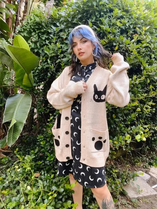 Cat Graphic Print Sweater